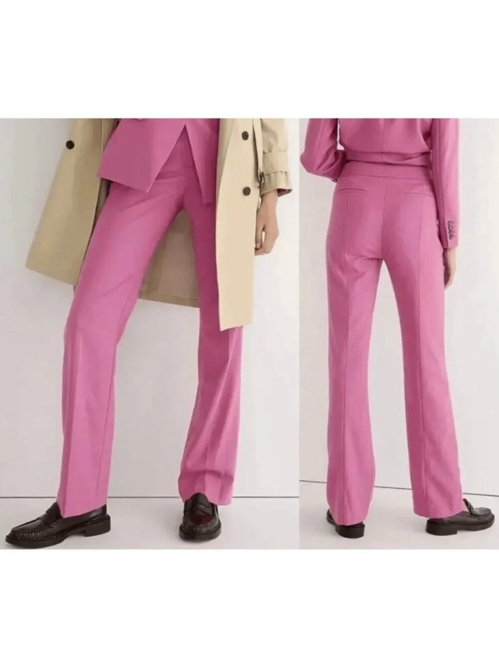 EUC J. Crew Pink Willa Full Length Wool Trousers in Size 10